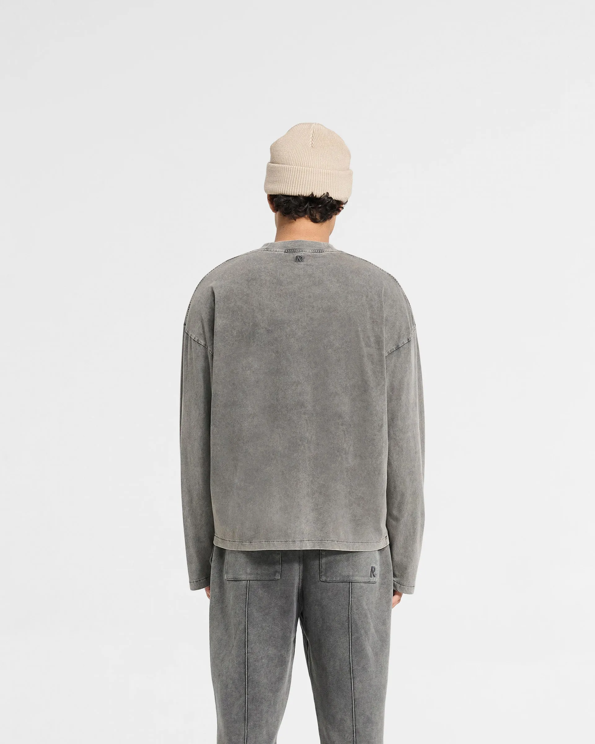 Initial Long Sleeve Open Cuff T-Shirt - Vintage Grey Comfy Casual Wear Soft and Flexible