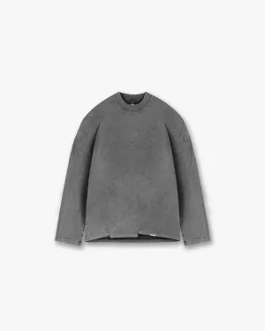 Initial Long Sleeve Open Cuff T-Shirt - Vintage Grey Simple Wear