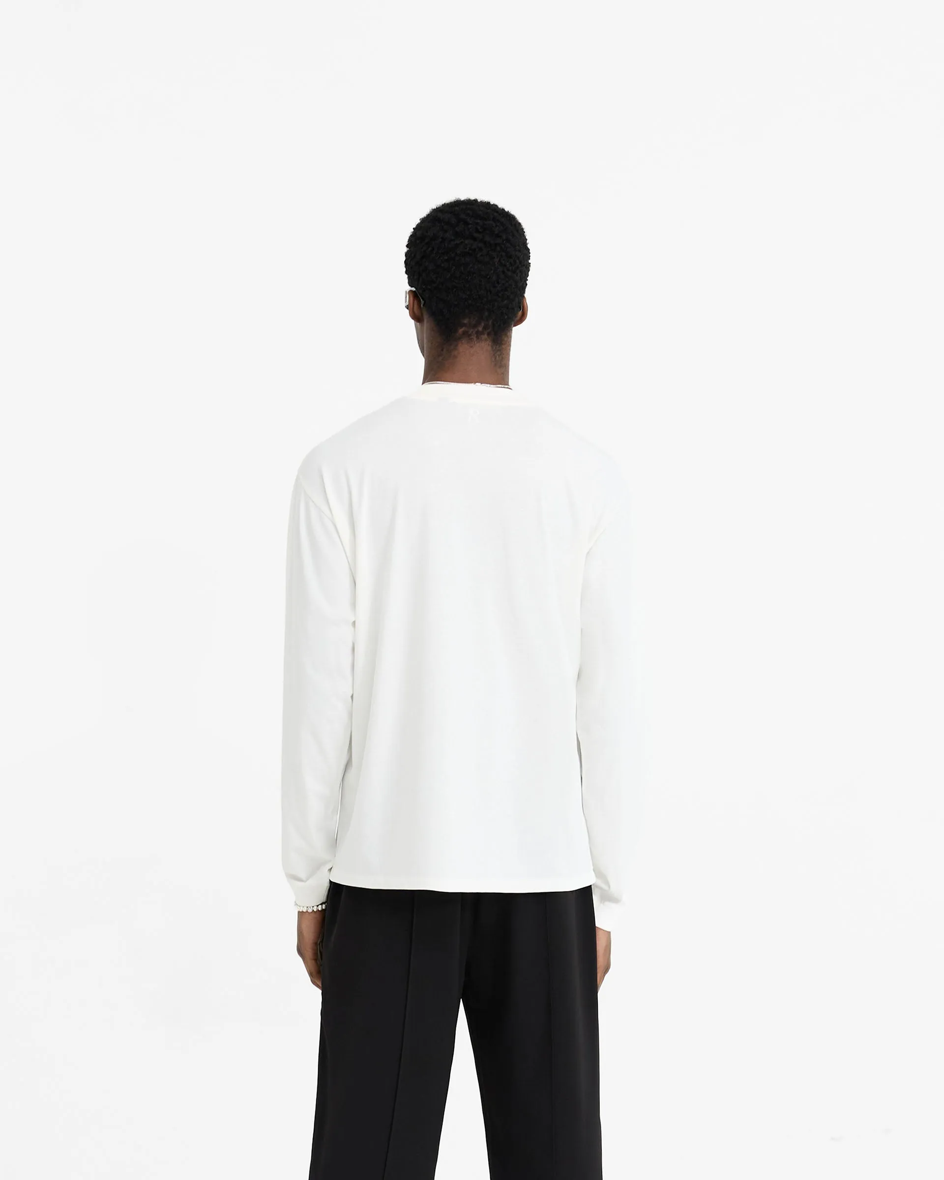 MicroPiqueKnit Initial Long Sleeve T-Shirt - Flat White