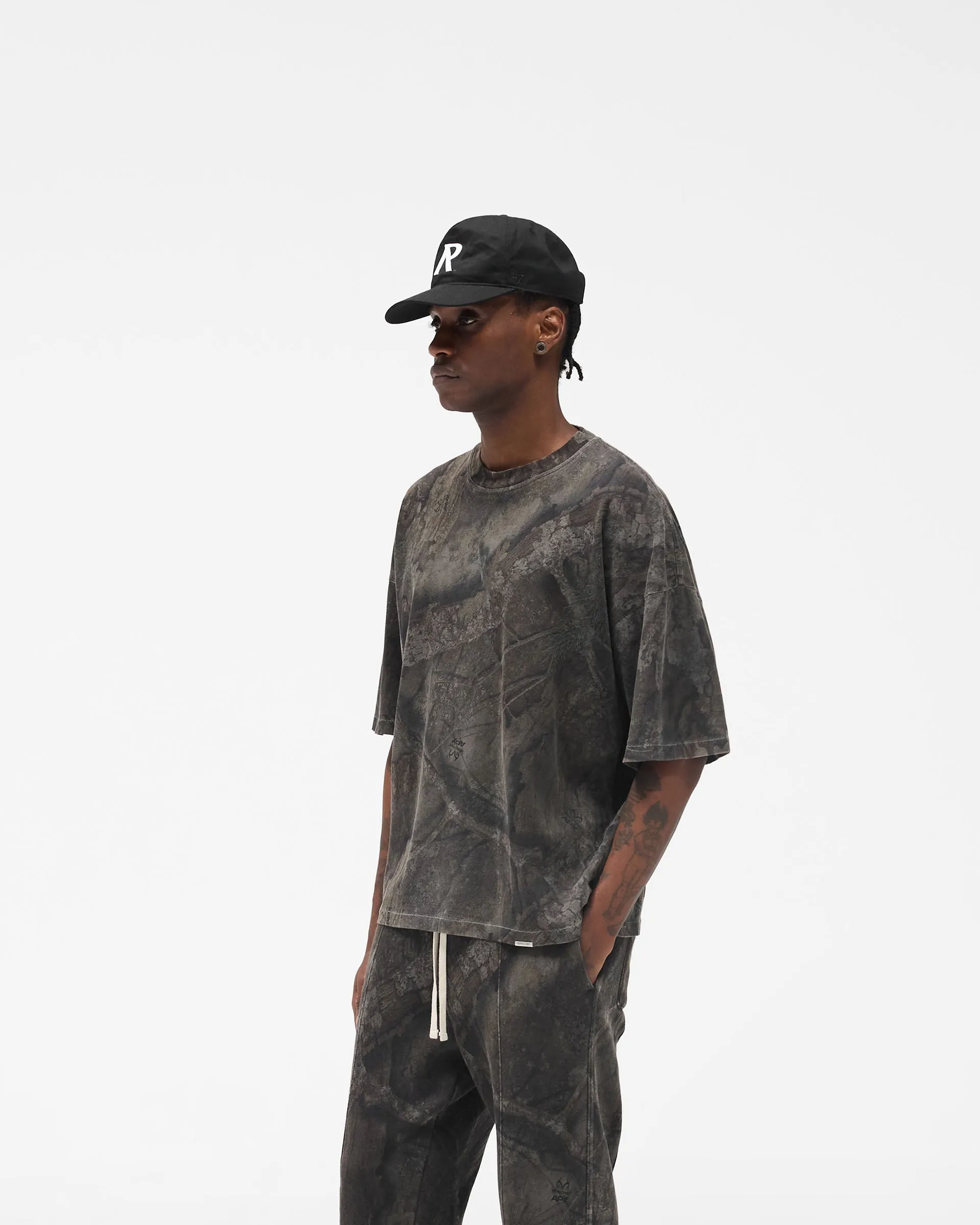 Initial Overdye Realtree? Boxy T-Shirt - Overdyed Black Cozy Stretch