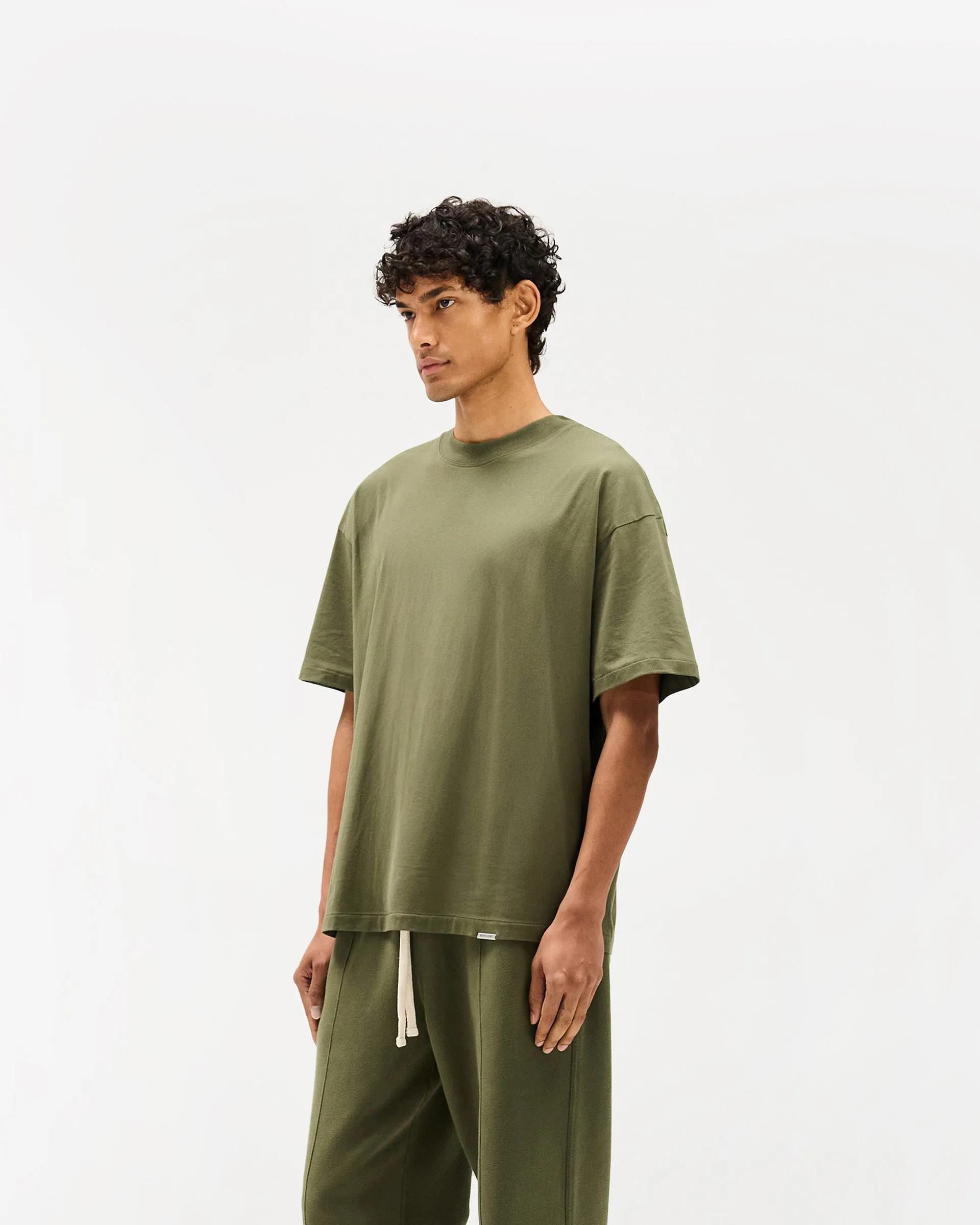 Initial Oversized T-Shirt - Army Green Non Toxic Printing