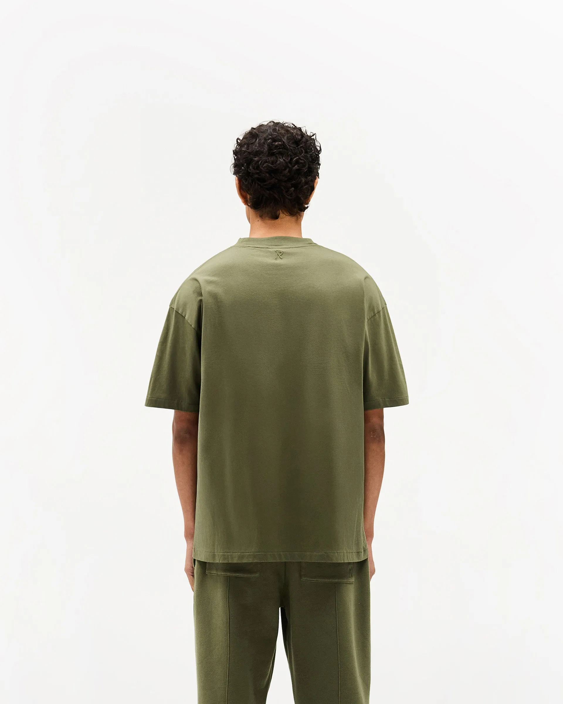 Light Comfort Style Trendy Basics Initial Oversized T-Shirt - Army Green
