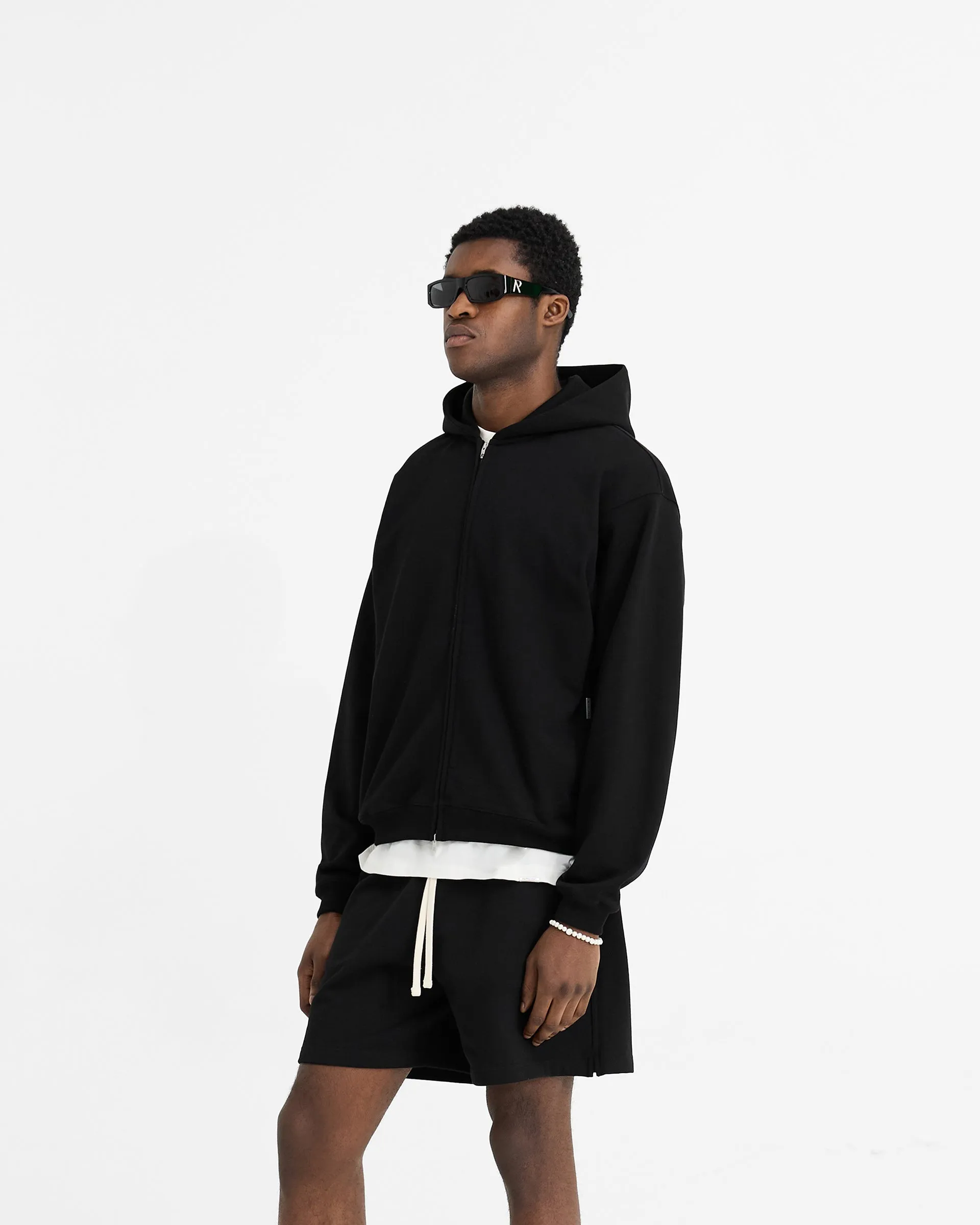 Initial Oversized Zip Hoodie - Black Sustainable product shipping