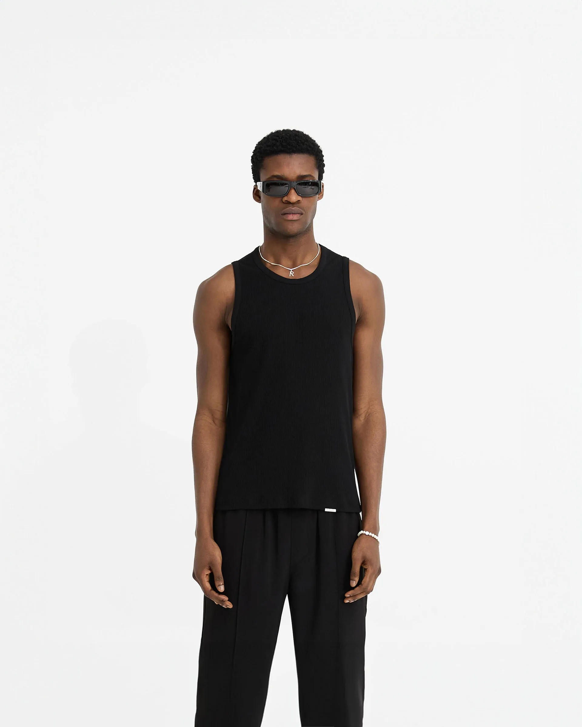 Sustainable Textile Initial Rib Vest - Black