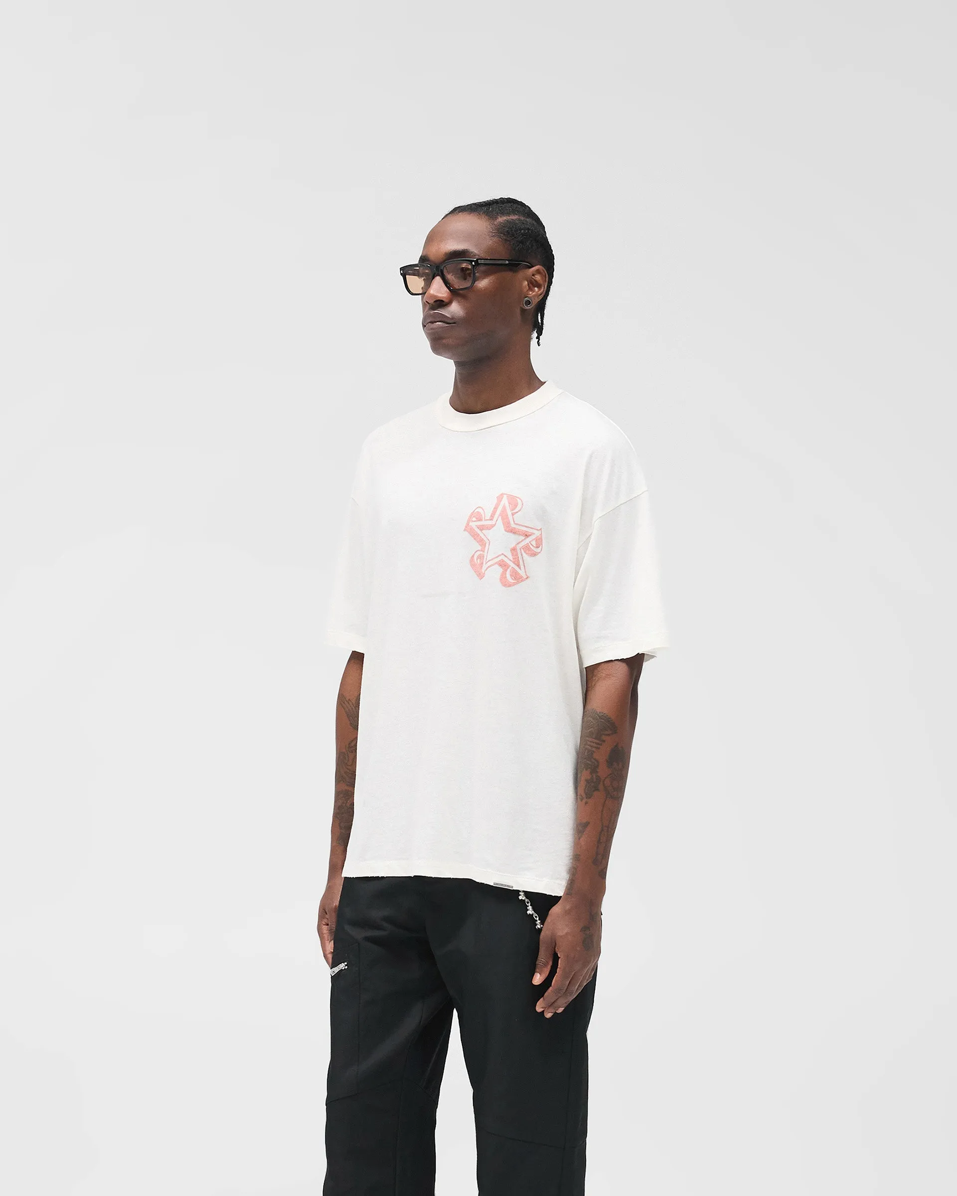 Initial Star T-Shirt - Flat White EnhancedDurabilityFinish sequined details