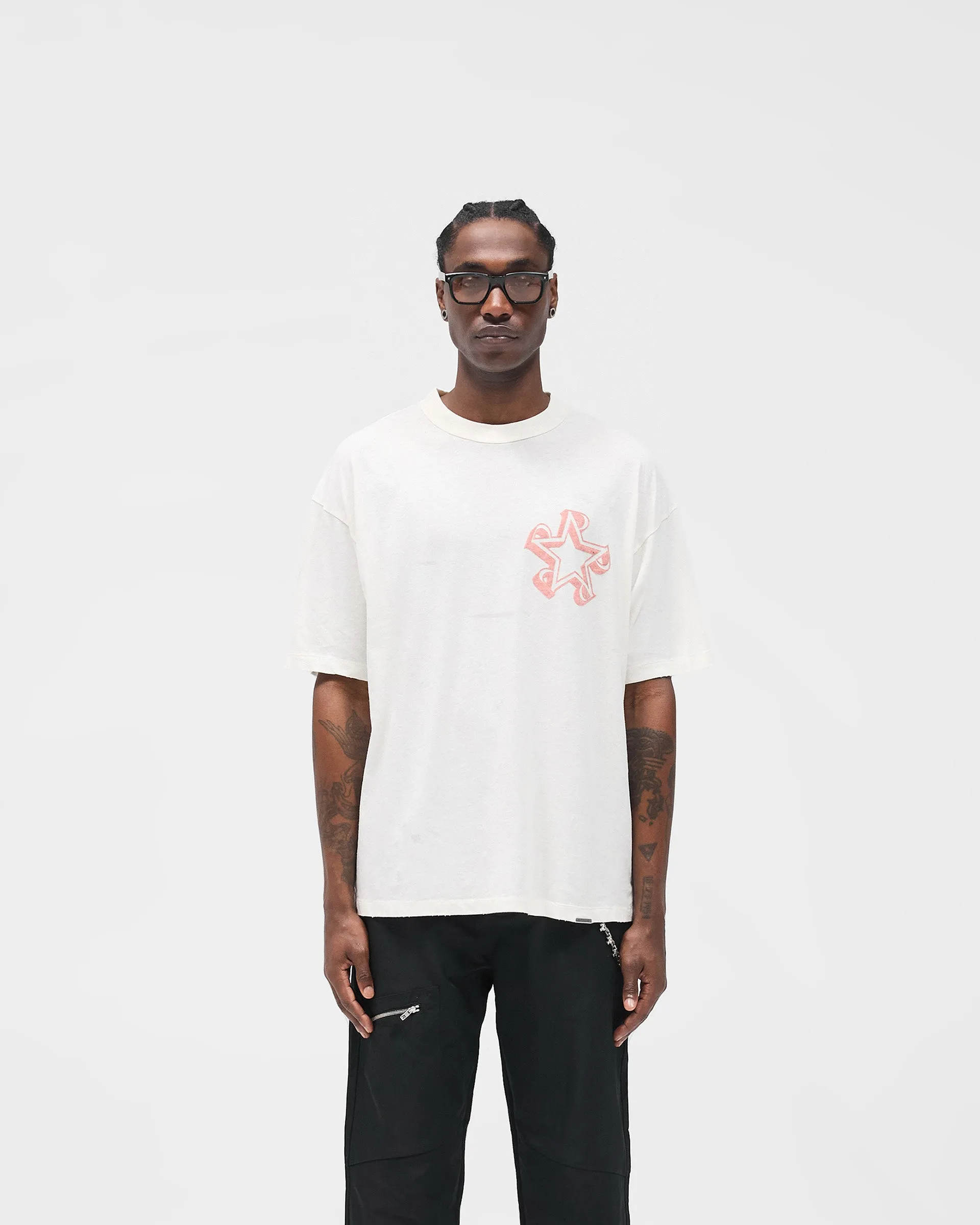 Initial Star T-Shirt - Flat White Versatile Fashion