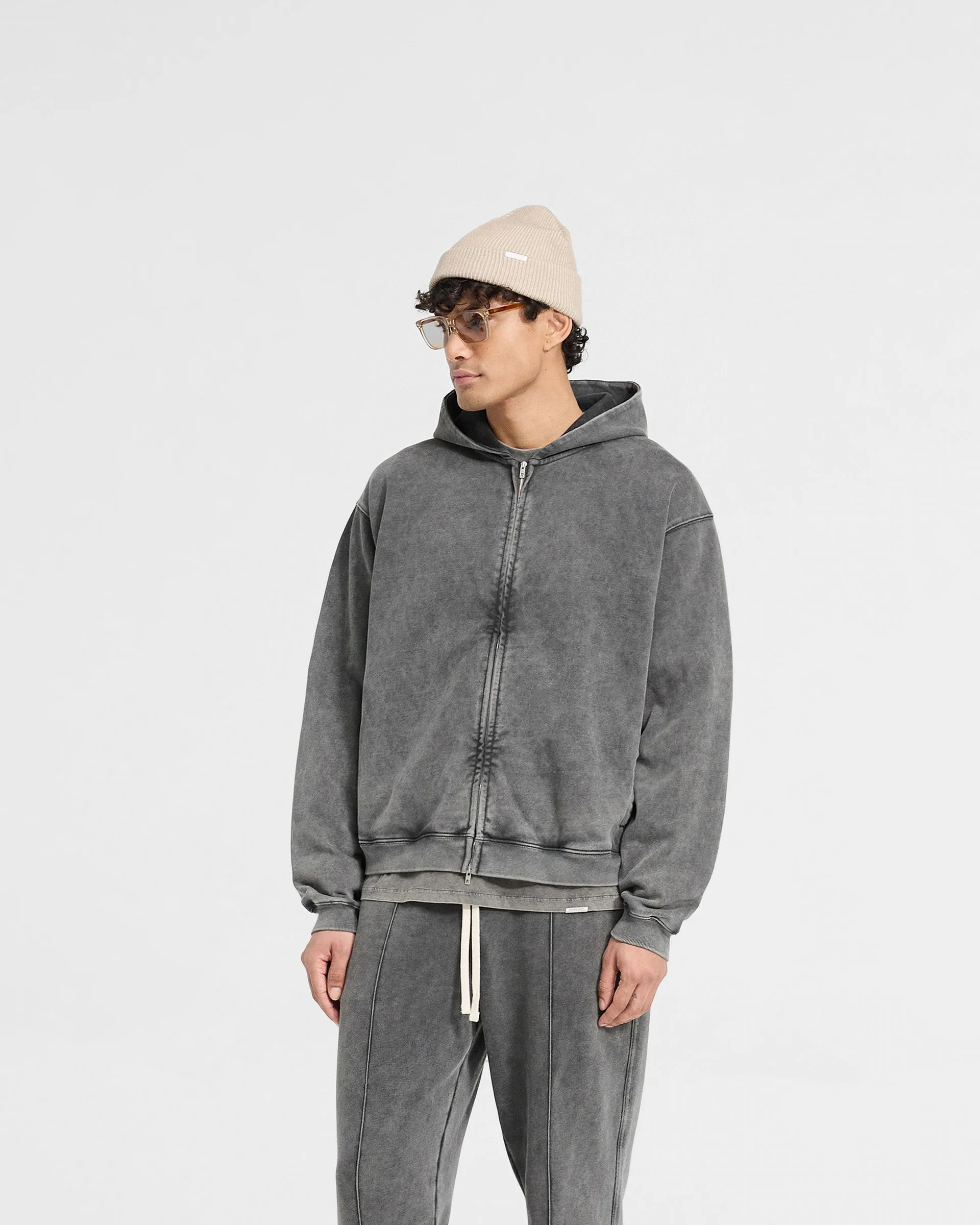 All-day Comfort Quality control Initial Zip Hoodie - Vintage Grey