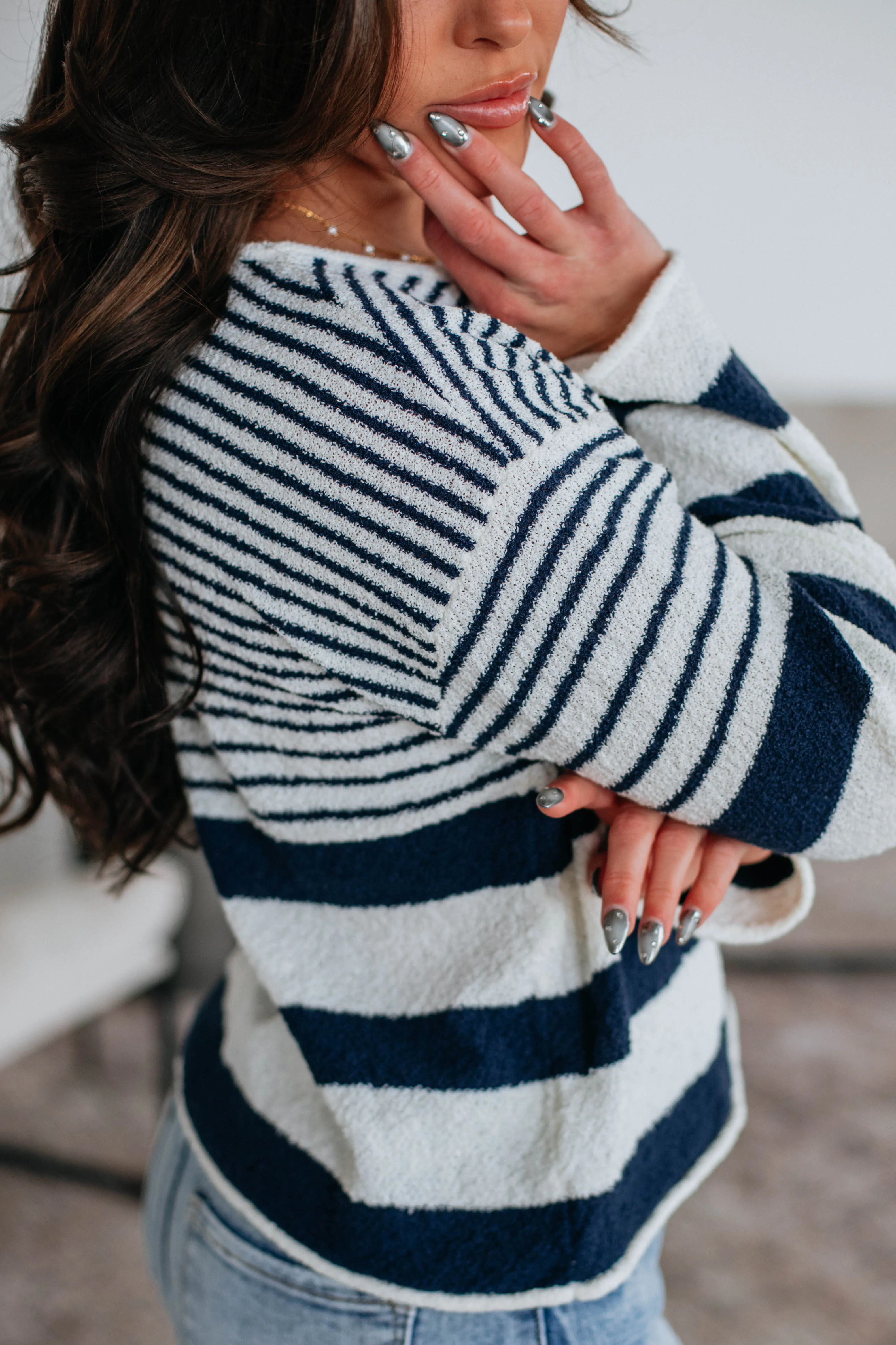 Jenner Striped Sweater Wrinkle resistant fabric Warm Layers