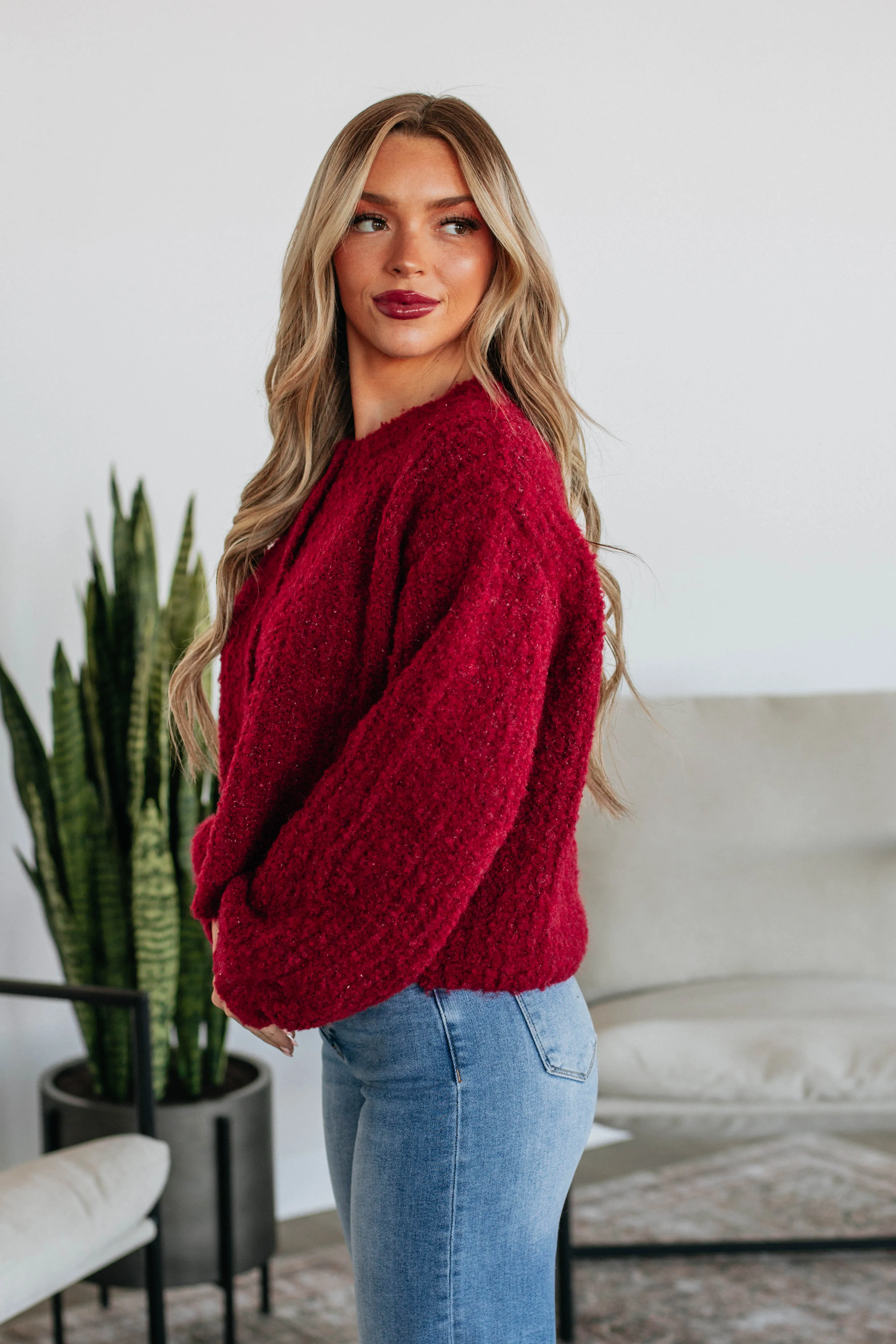 Layer Ready ReverseCoil Zipper Jodie Knit Cardigan - Crimson