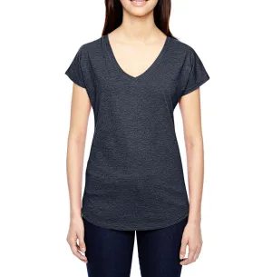 Relaxed Fit Design JustBlanks Ladies Tri-Blend Short Sleeve V-Neck T-Shirt