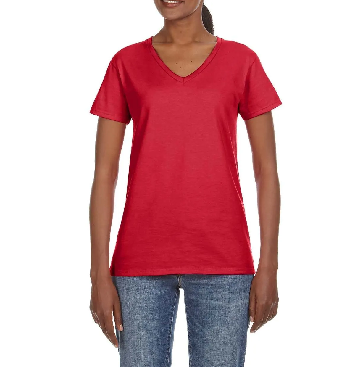 SustainableManufacturing JustBlanks Ladies V-Neck Short Sleeve Semi-Fitted Cotton Tee