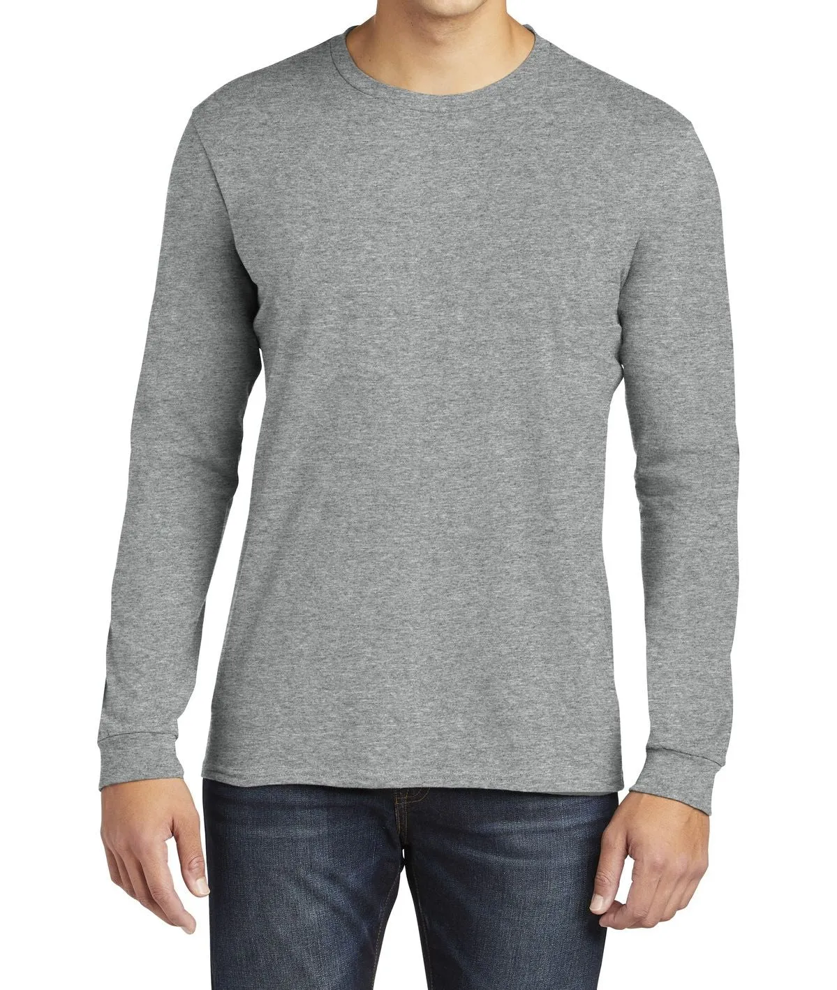 Anti Static Fabric Everyday Wearable JustBlanks Men's Long Sleeve Crew Neck T-Shirt with Shoulder Taping and Double-Needle Sleeves