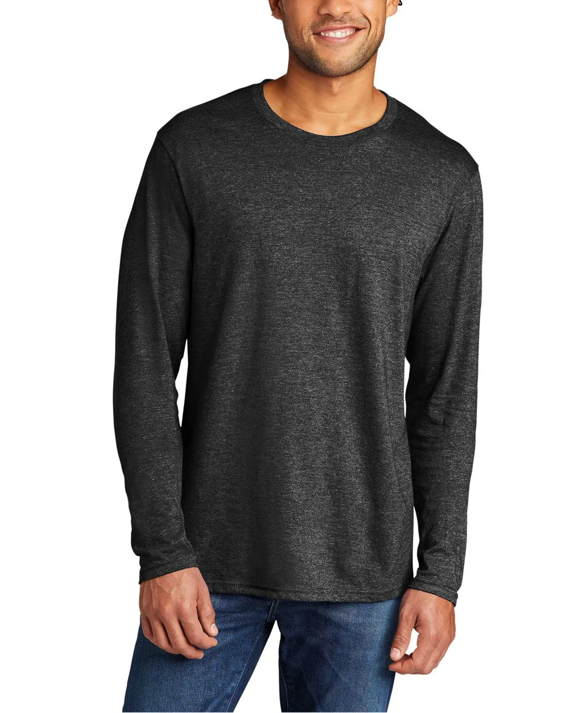 All-day Comfort JustBlanks Men's Long Sleeve Tri-Blend Crew Neck T-Shirt