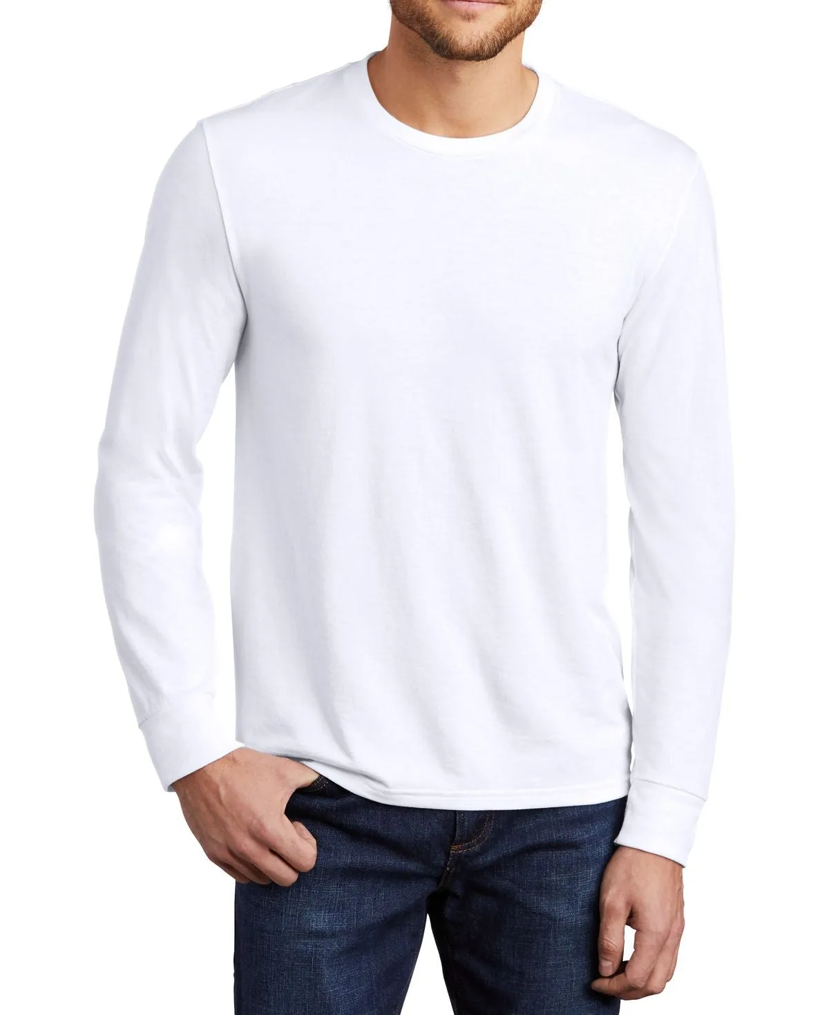 Practical Wear Anti Pill Surface JustBlanks Men's Long Sleeve Tri-Blend Crew Neck Tee