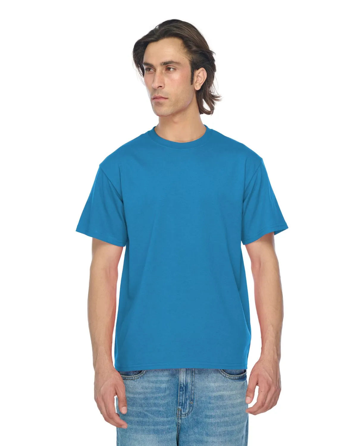 JustBlanks Men's Short Sleeve Core Blend Crew Neck T-Shirt Sleek Fit