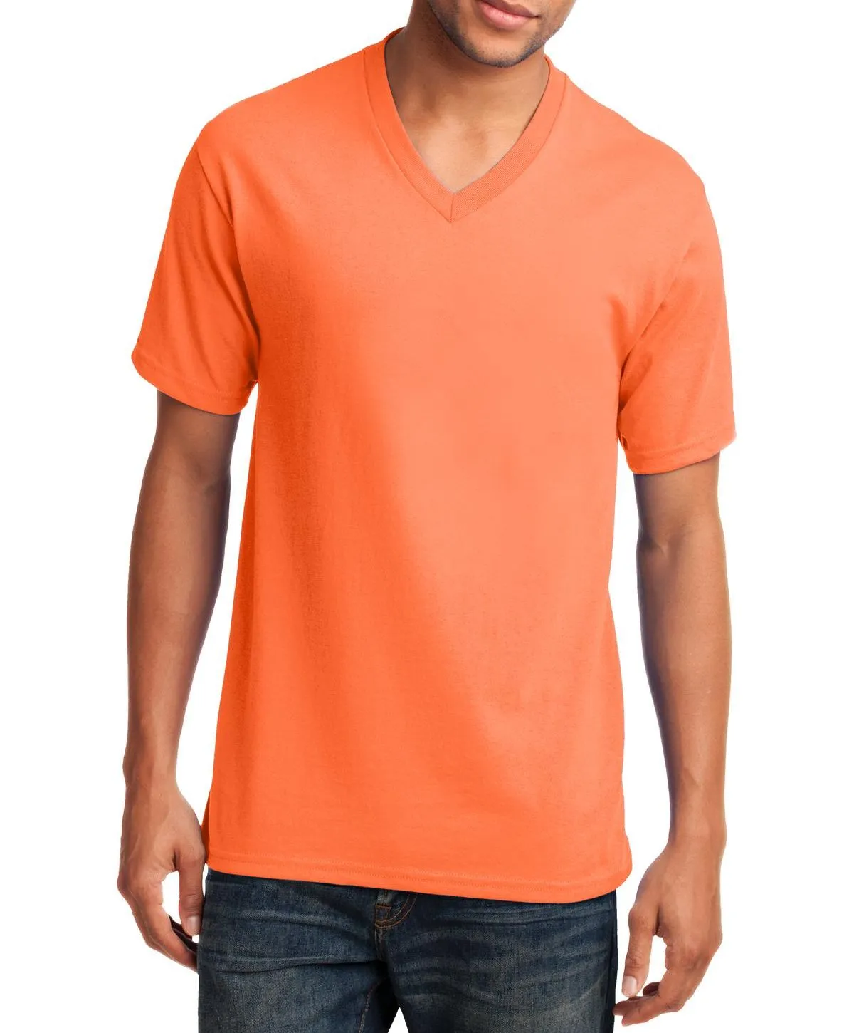 JustBlanks Men's Short Sleeve Core Cotton V-Neck T-Shirt Hydrophobic coating Subtle Details