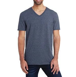 JustBlanks Men's Short Sleeve V-Neck T-Shirt with Shoulder Taping and Double-Needle Sleeves Stretch waistband