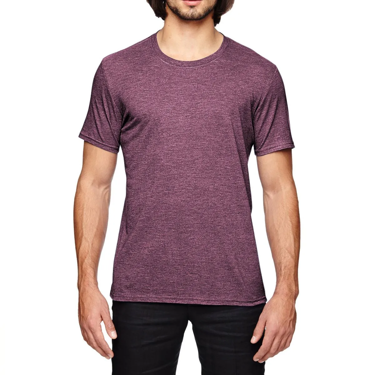 Abrasion resistant JustBlanks Men's Tri-Blend Short Sleeve Crew Neck T-Shirt