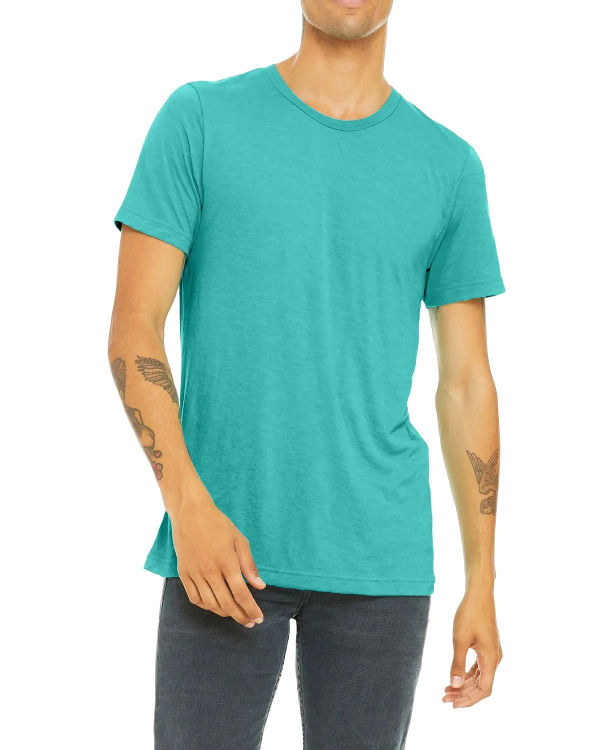 JustBlanks Unisex Triblend Lightweight Short Sleeve Crew Neck Tee Heathered Fabric Casual and Soft