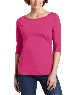 JustBlanks Women's 3/4 Sleeve Perfect Weight Scoop Neck Tee Comfy Flex