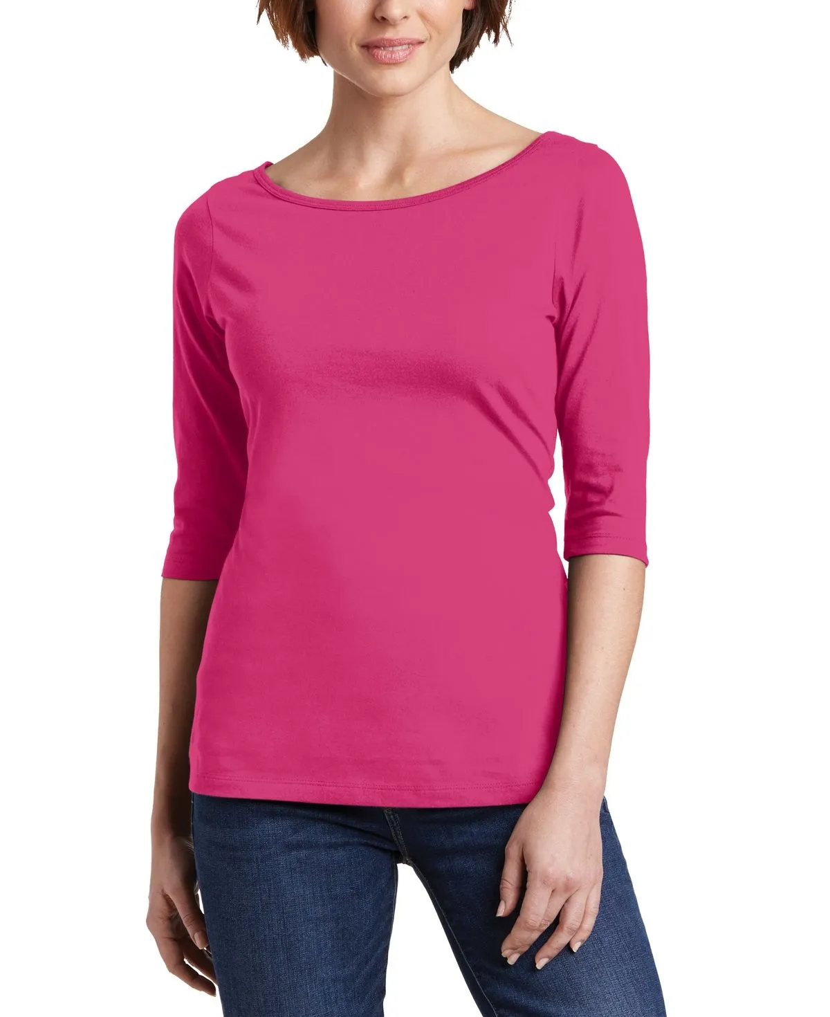 JustBlanks Women's 3/4 Sleeve Perfect Weight Scoop Neck Tee Comfy Flex