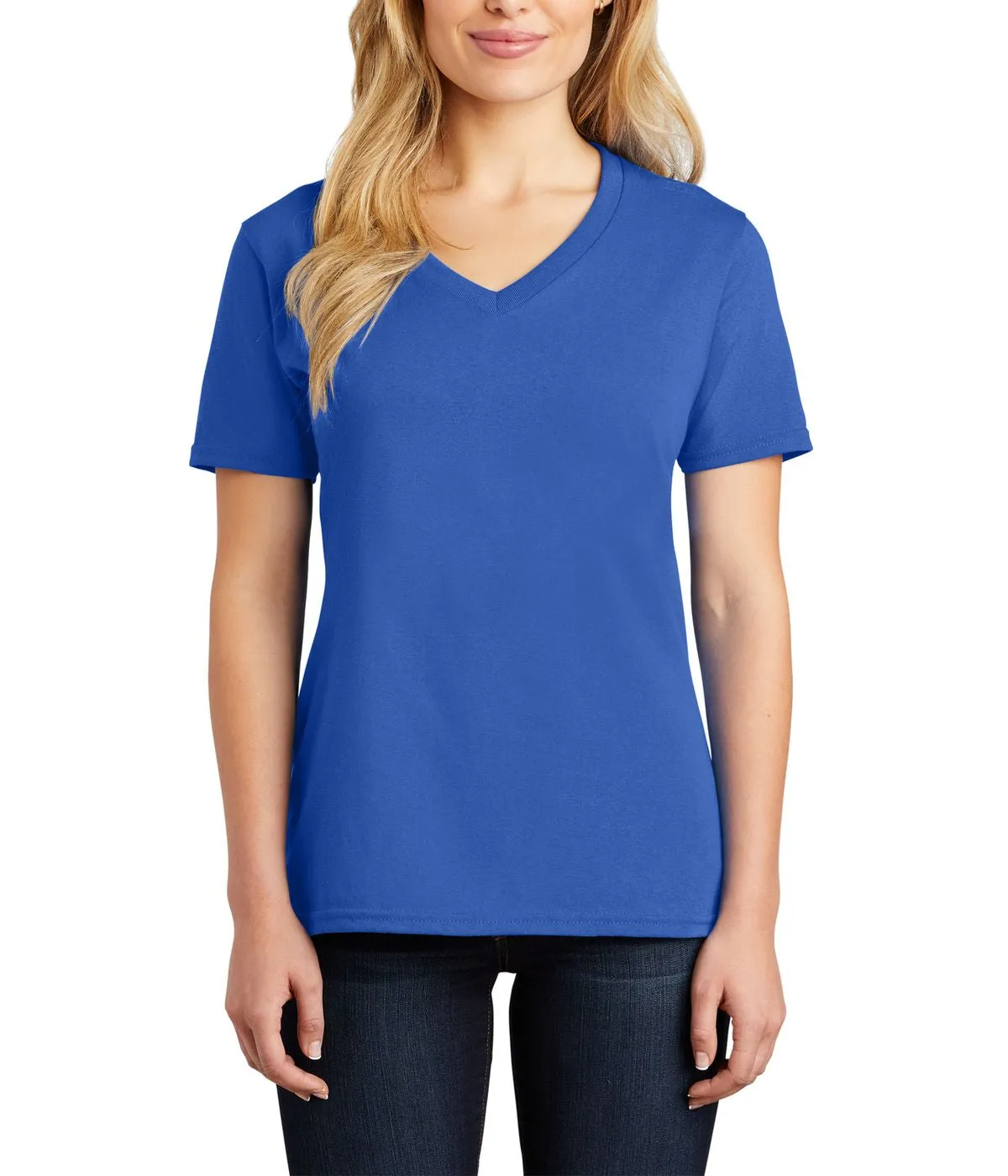 JustBlanks Women's Core Cotton V-Neck Short Sleeve Tee Weekend Outfit All-Purpose Comfort