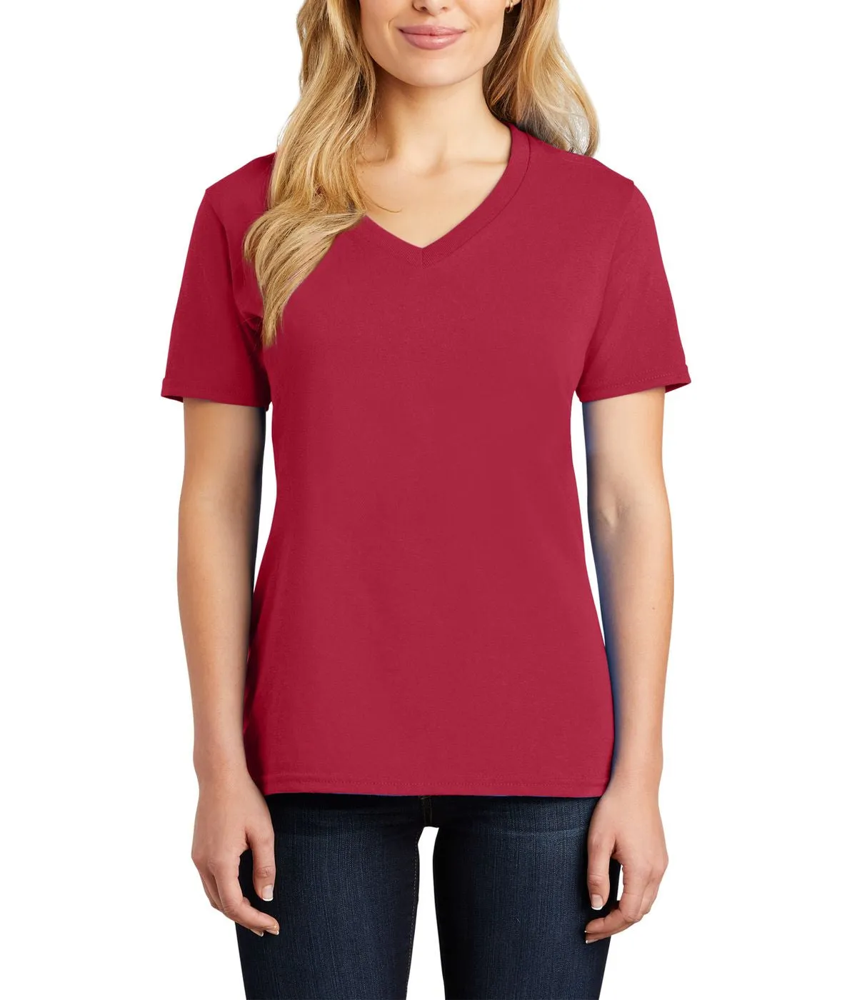 JustBlanks Women's Core Cotton V-Neck Short Sleeve Tee Casual Flex Fit