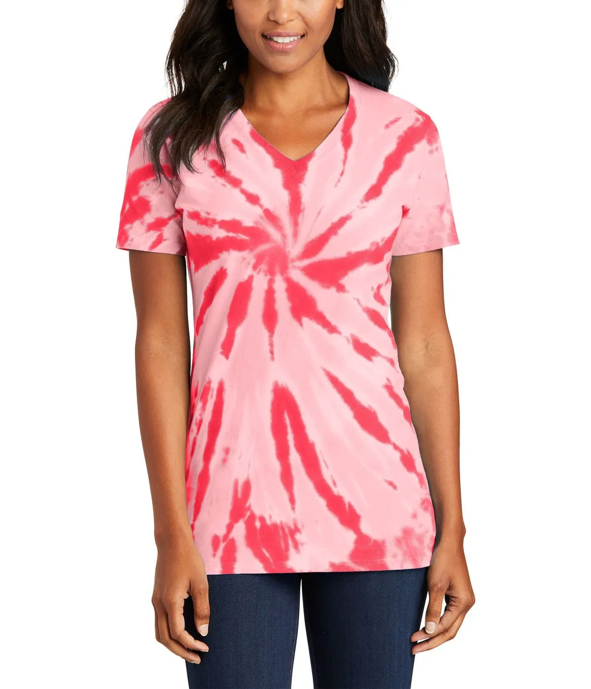 JustBlanks Women's Cotton Tie-Dye V-Neck Short Sleeve Tee mix and match Classic Smart