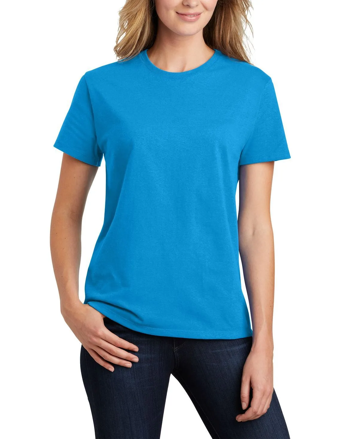 Soft Finish Chafe Free Armhole JustBlanks Women's Crew Neck Short Sleeve Regular Fit Tee