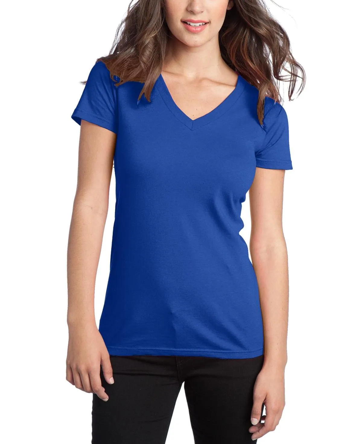 JustBlanks Women's Juniors Concert V-Neck Tee Multi Directional Stretch