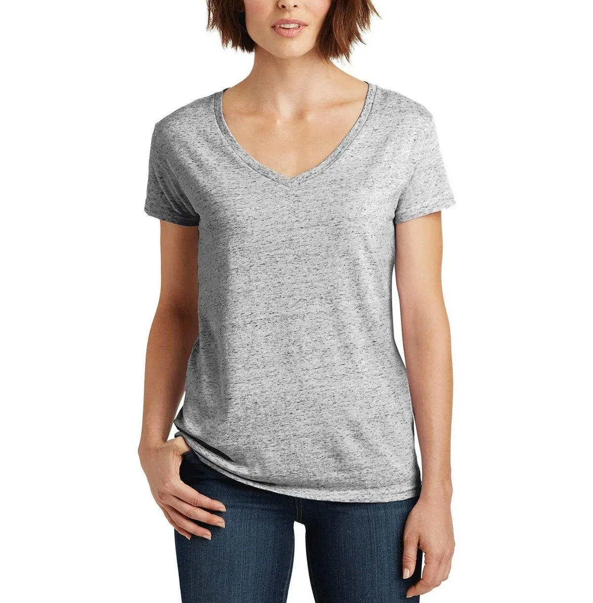 Timeless Appeal Stylish piece JustBlanks Women's Relaxed Fit V-Neck Short Sleeve Tee