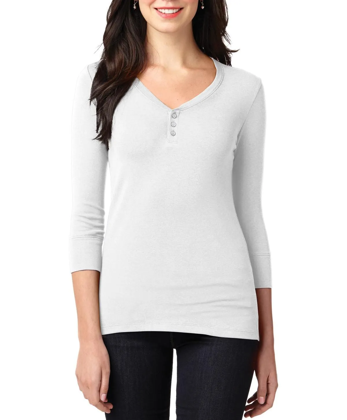 Comfy Fit Layer JustBlanks Women's Short Sleeve Button Down Scoop Henley Tee Shirt