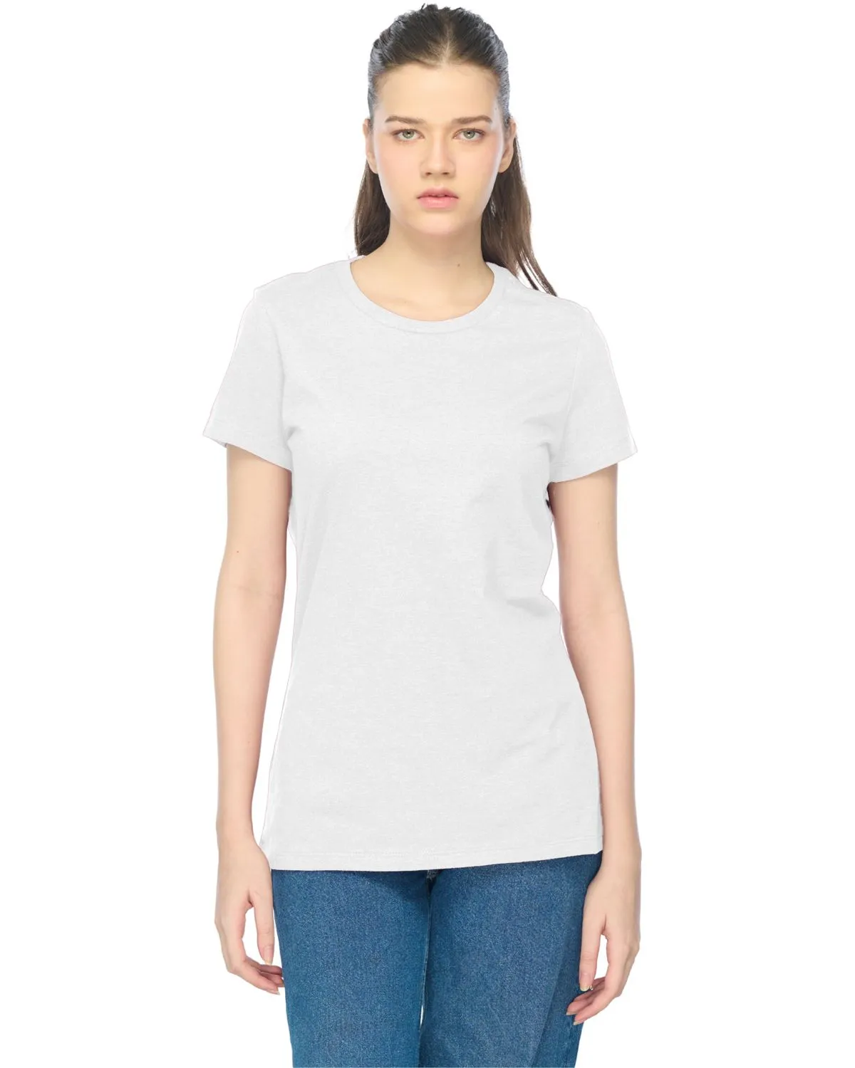 JustBlanks Women's Short Sleeve Crew Neck Comfortable T-Shirt Layered Collar