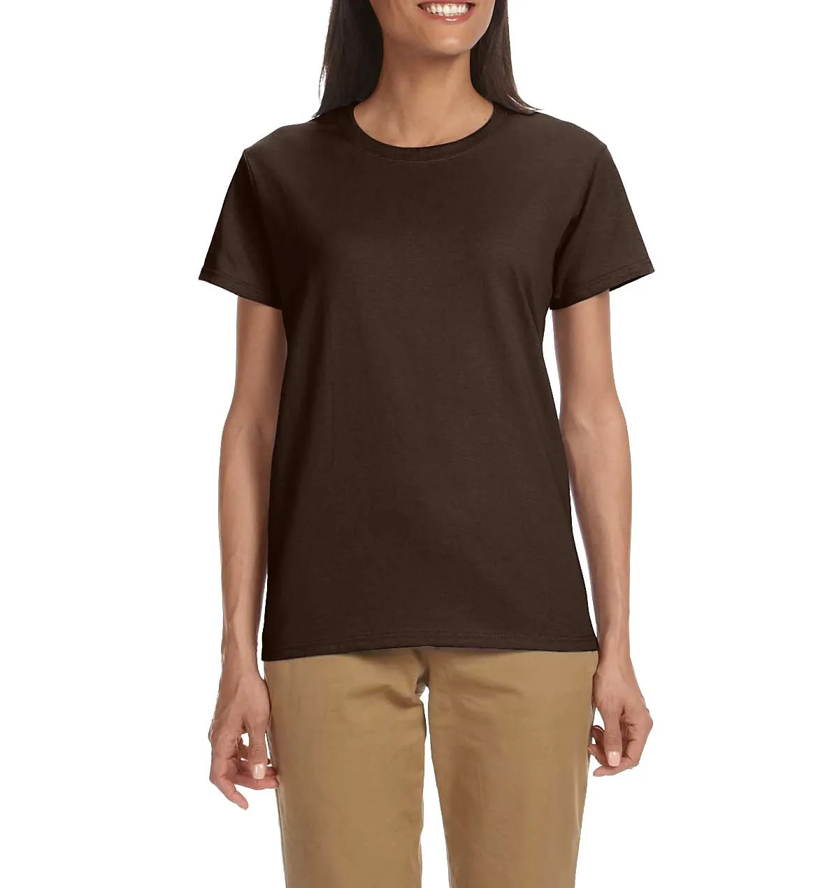 ReinforcedShoulderPanels JustBlanks Women's Slim Fit Lightweight Crew Neck T-Shirt