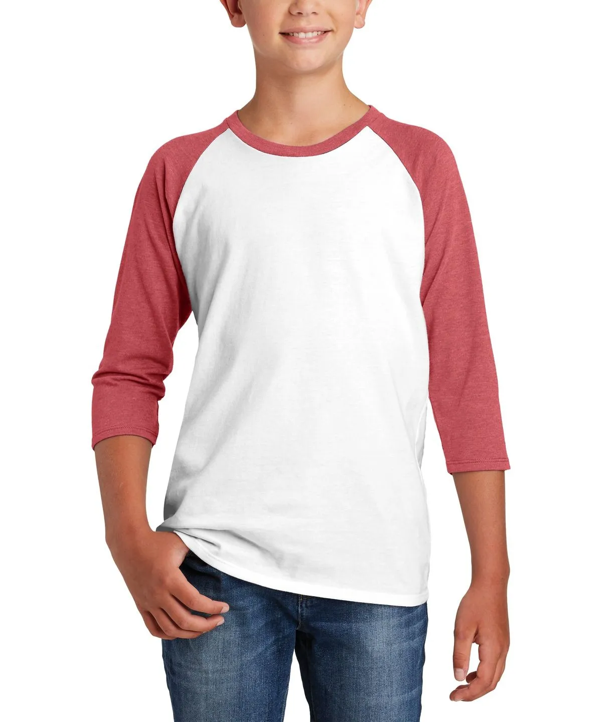 JustBlanks Youth 3/4 Sleeve Raglan Crew Neck T-Shirt Sporty Look