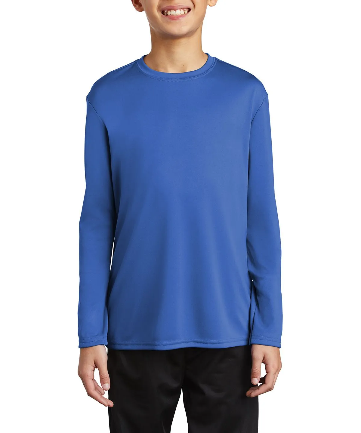 JustBlanks Youth Long Sleeve Performance Crew Neck T-Shirt High-Quality Fabric