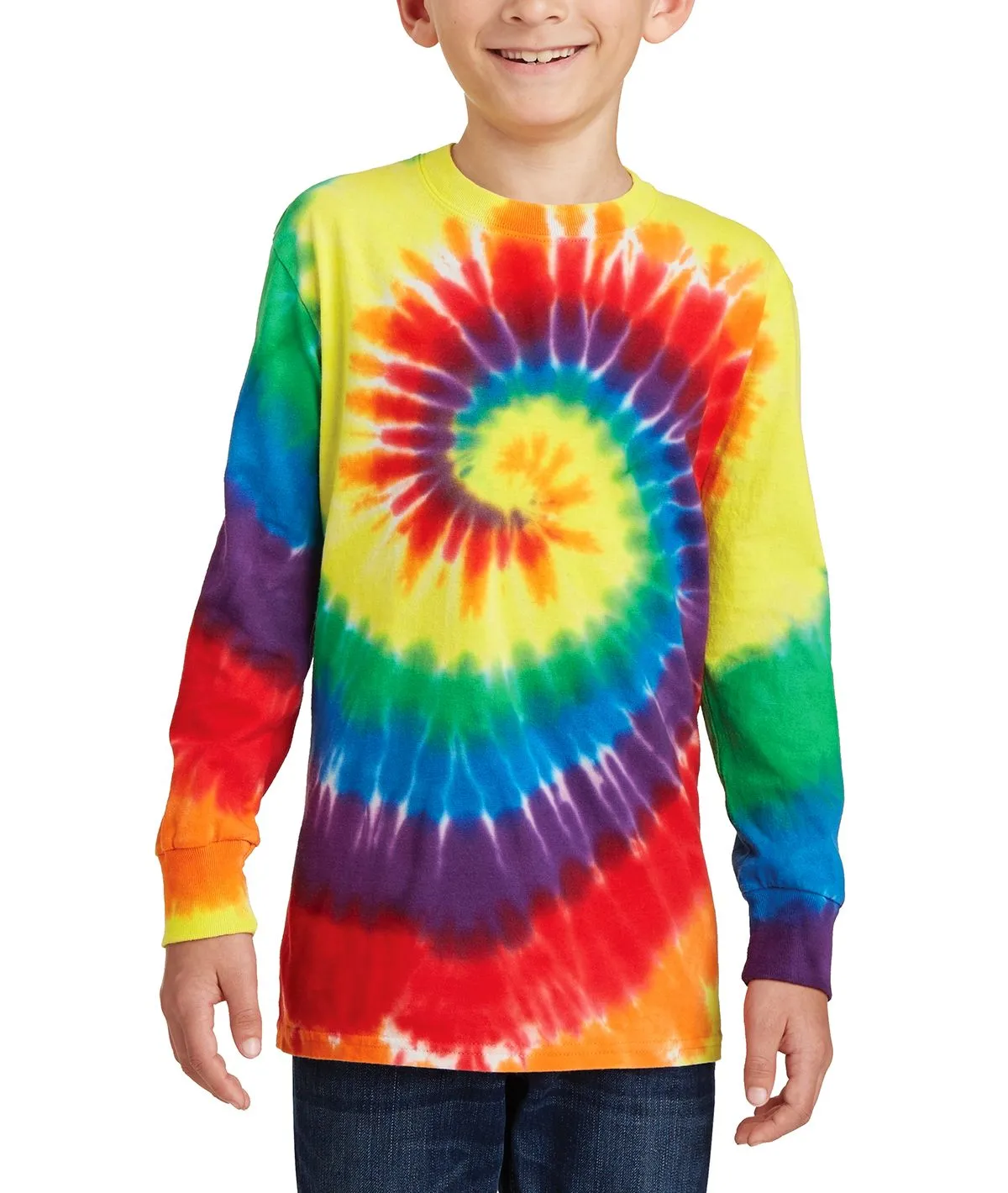 JustBlanks Youth Long Sleeve Tie-Dye T-Shirt - Turquoise Sleek Layer Urban Fashion