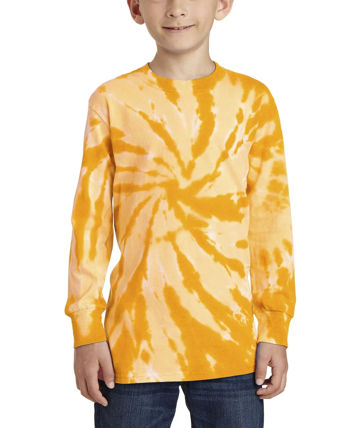 Low Impact Dye JustBlanks Youth Long Sleeve Tie-Dye T-Shirt - Turquoise