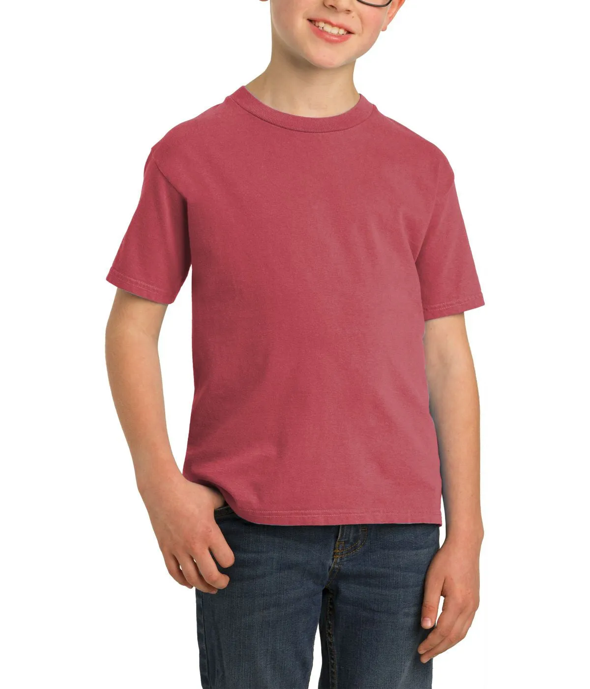 JustBlanks Youth Short Sleeve Beach Wash Garment-Dyed T-Shirt Sporty Style Wear Classic Comfort