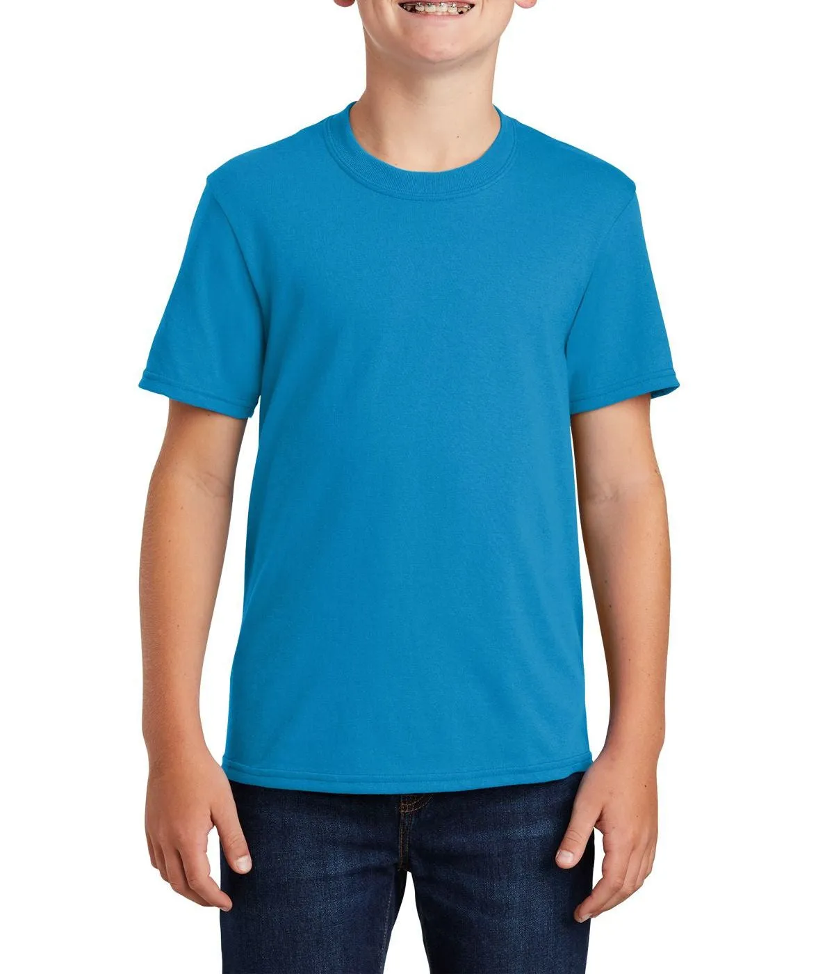 Slim Waist Simple and Cozy JustBlanks Youth Short Sleeve Core Blend Crew Neck T-Shirt