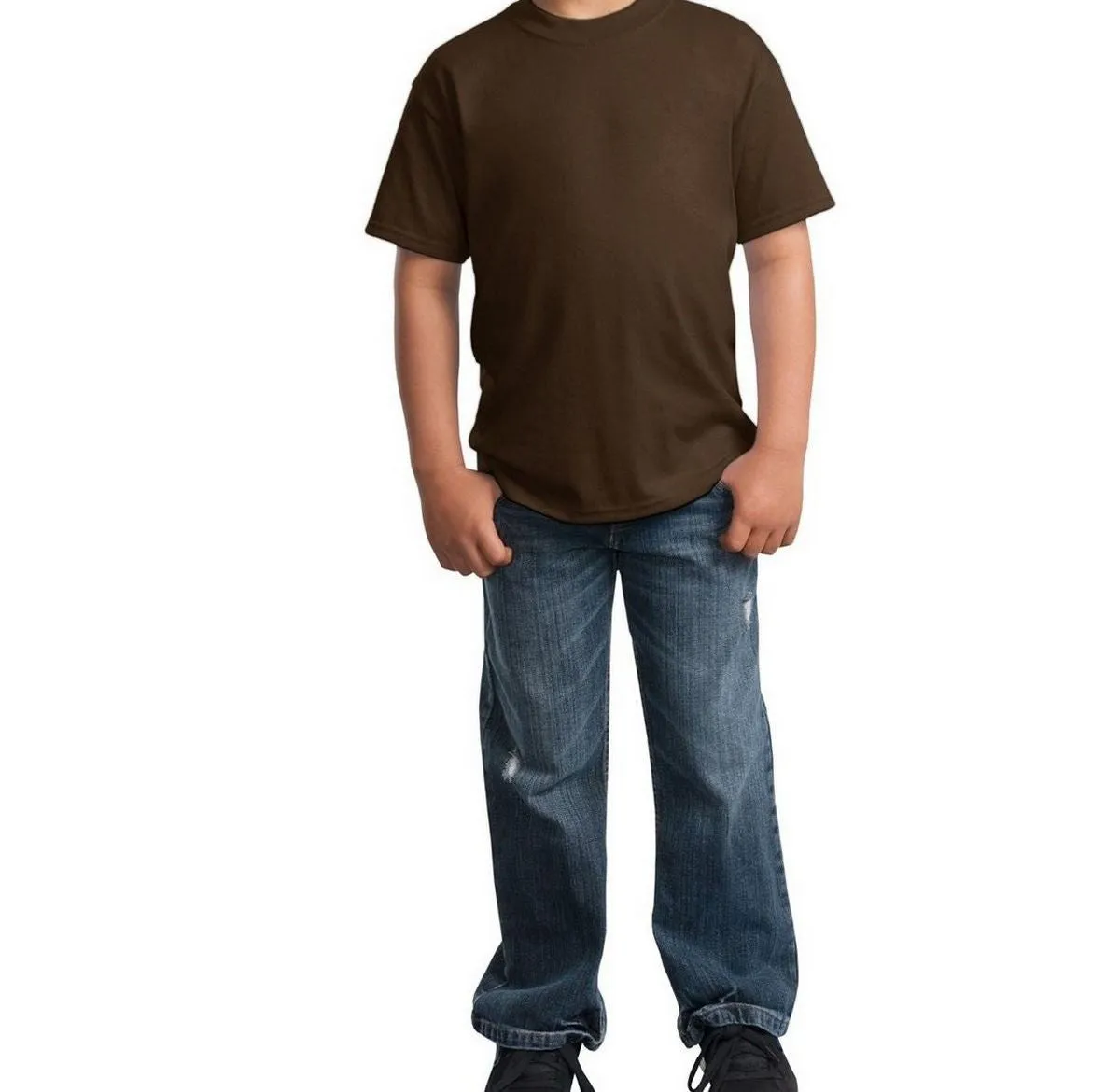 Complementary Colors Breathable Comfort Fit JustBlanks Youth Short Sleeve Core Blend Crew Neck T-Shirt