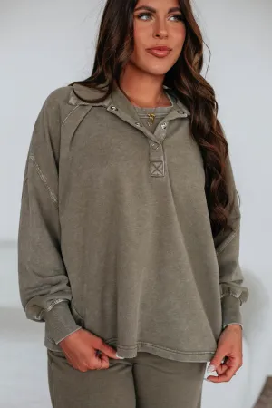 Jyl Washed Pullover - Moss right for formal events Short