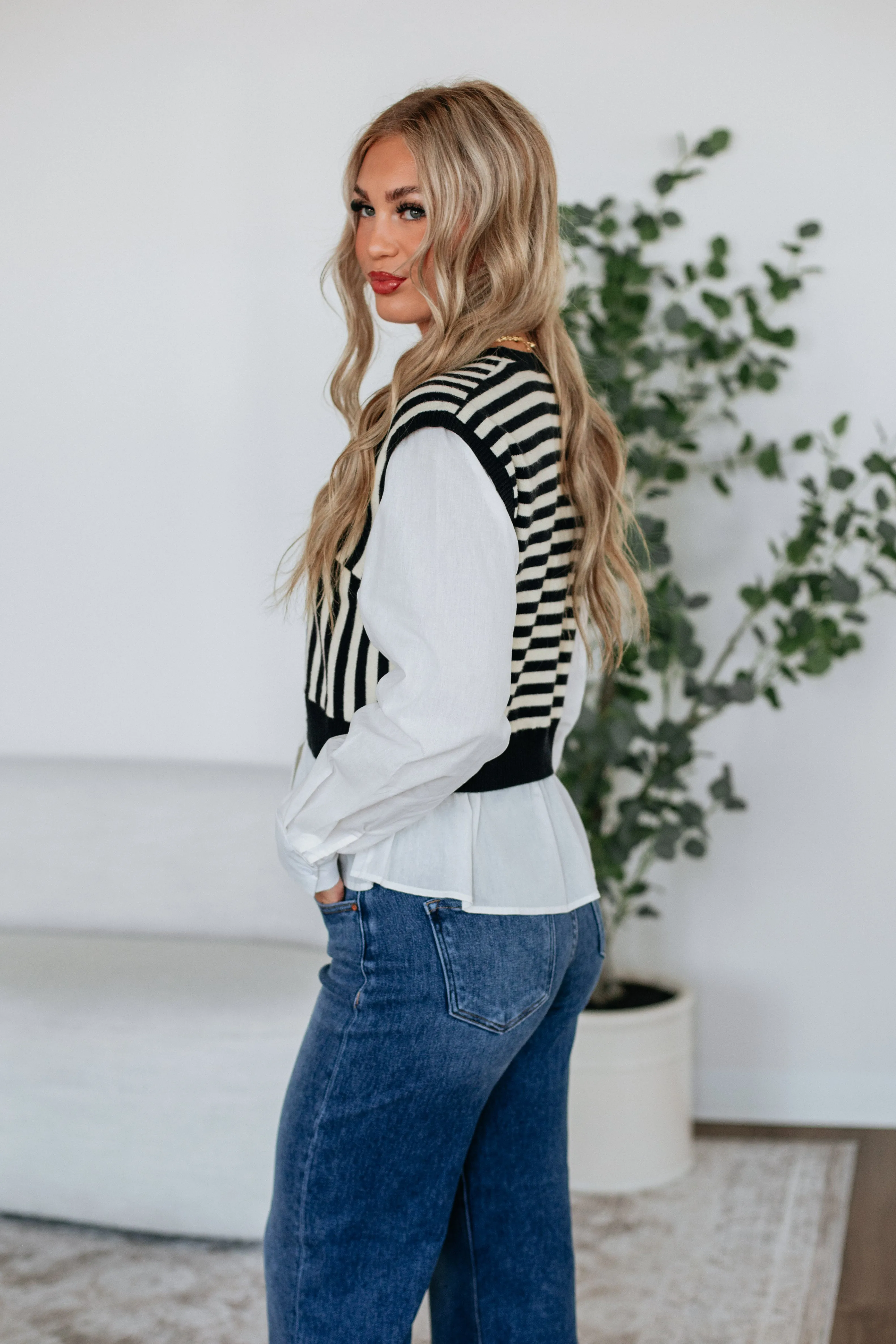 Keelan Contrast Top AntiSnag Yarn Technology Stretch Ribbing