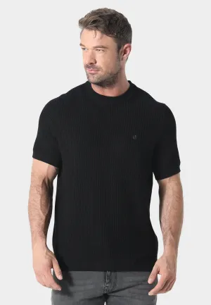Kingsbury Black Knitted T-Shirt Non Restrictive Silhouette Performance Stretch