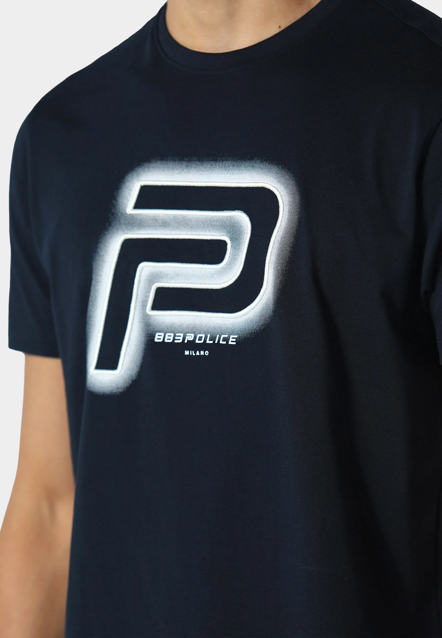 Kurnle Navy T-Shirt Polka Dot Pattern Reinforced Shoulder