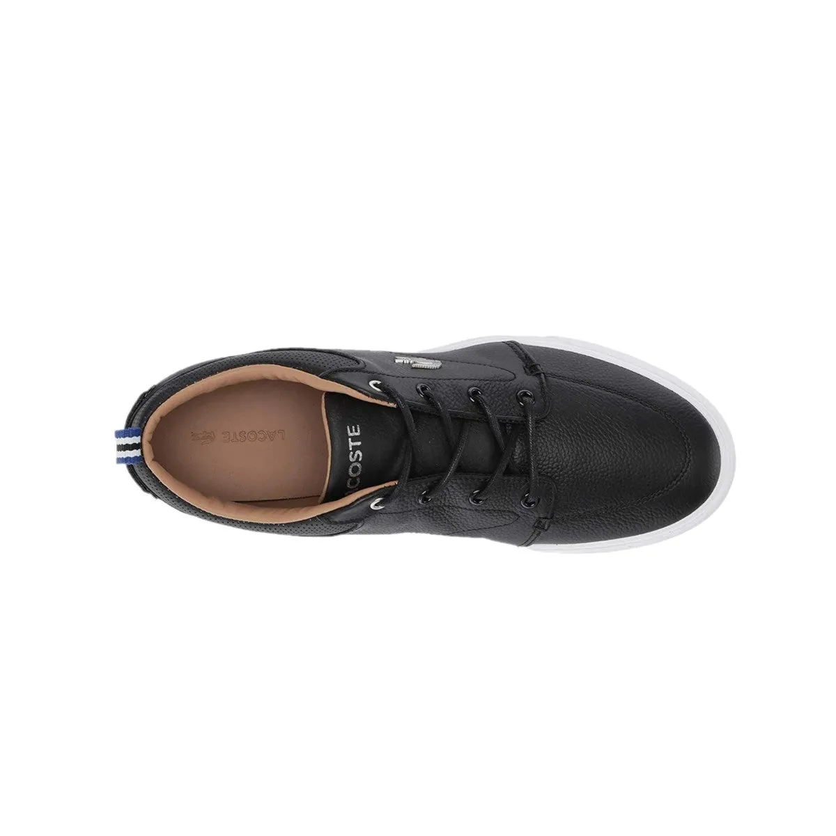 LACOSTE 7-37CMA0073312 BAYLISS 119 1 MN'S (Medium) Black/White Leather & Synthetic Lifestyle Shoes Low Impact Landing Design Contoured Arch Bridge