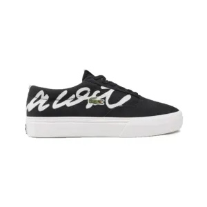 LACOSTE 7-42CMA0040454 Jump Serve Lace Canvas Logo MN'S (Medium) Black/Off White Textile Lifestyle Shoes Arch Support Technology Sky View