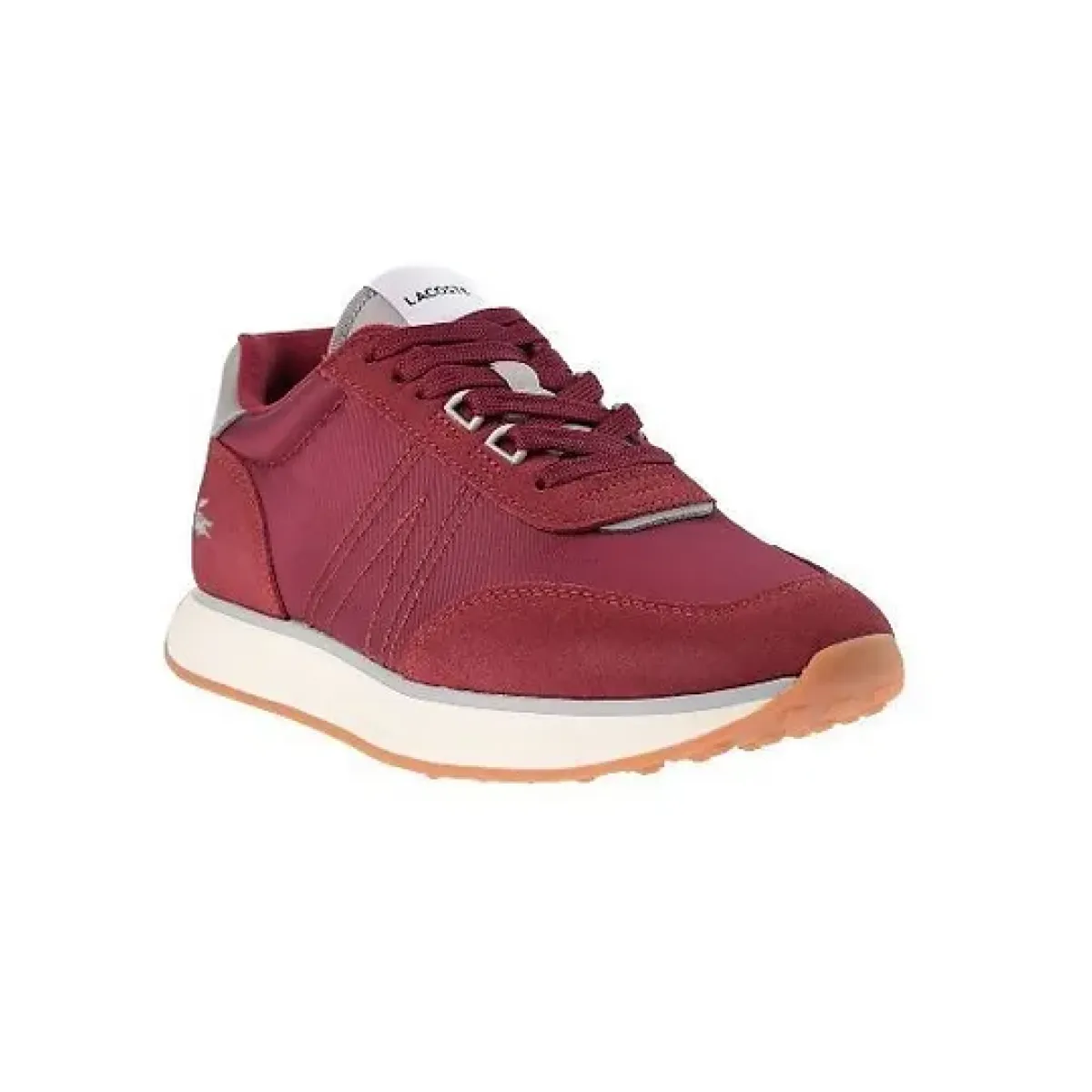 Quality LACOSTE 7-45SMA00033C9 L-SPIN 123 MN'S (Medium) Burgundy/Off White Mesh & Suede Lifestyle Shoes