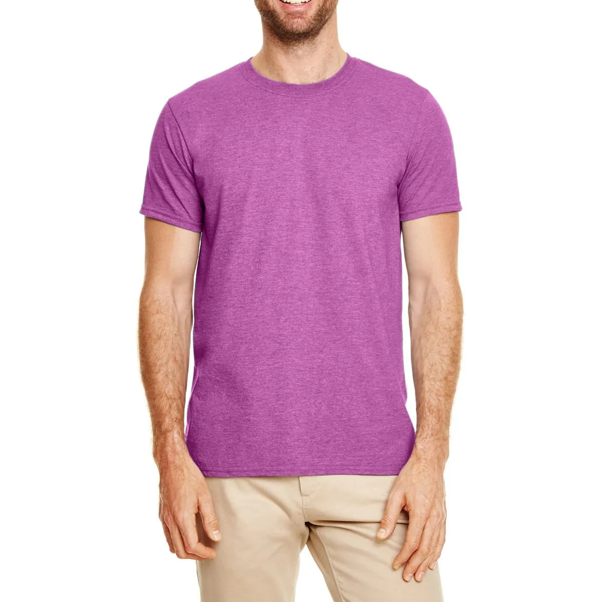 Soft Waistband JustBlanks Men's Semi-Fitted Crew Neck Casual Cotton Tee