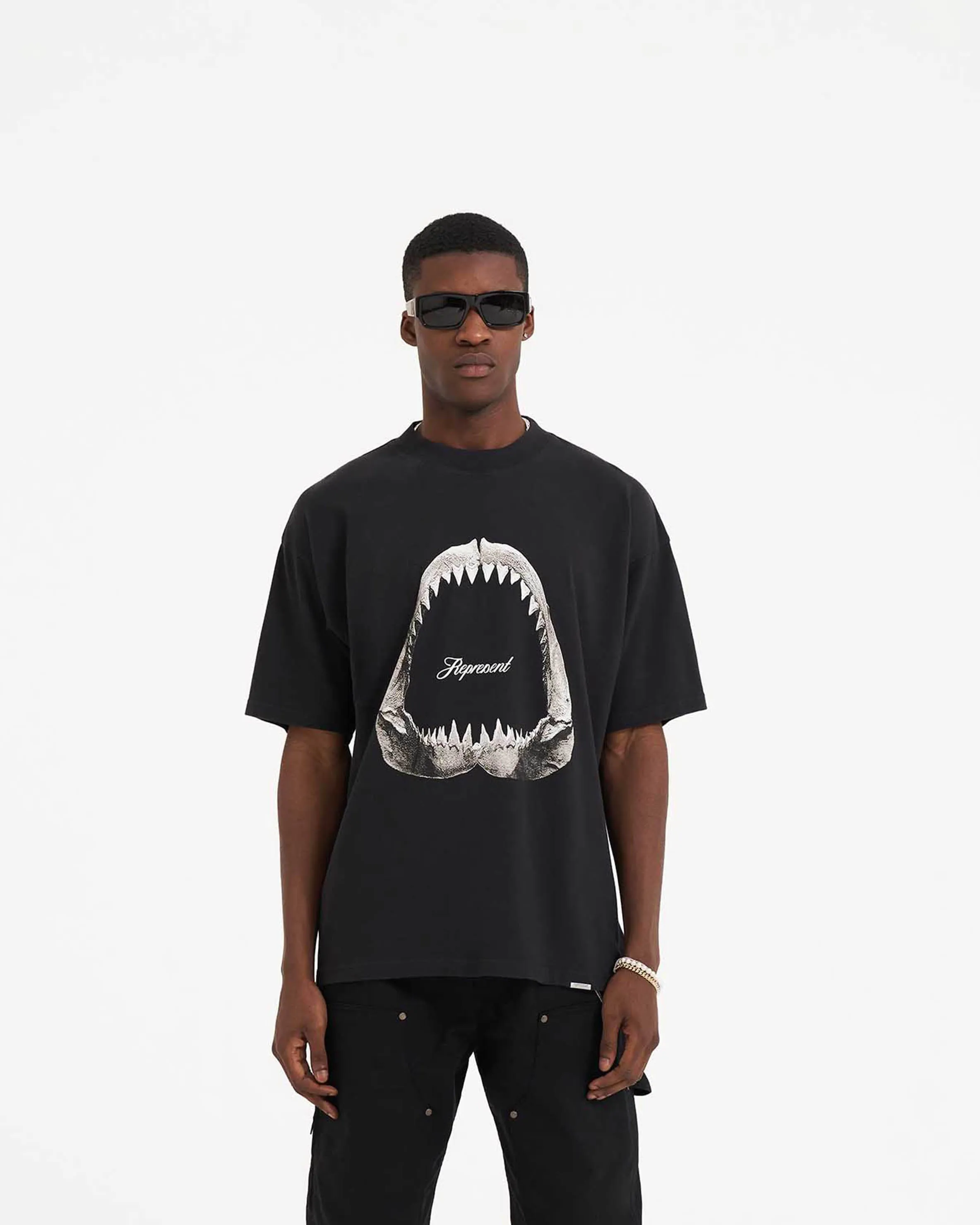 Shark Jaws T-Shirt - Off Black in demand